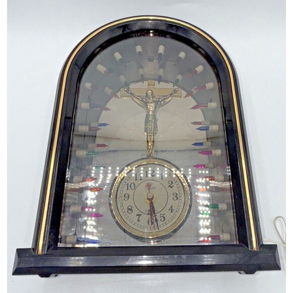 Vintage Infinity/Tunnel Light & Clock W/Jesus On The Cross Taiwan Religious 12” - Picture 16 of 16
